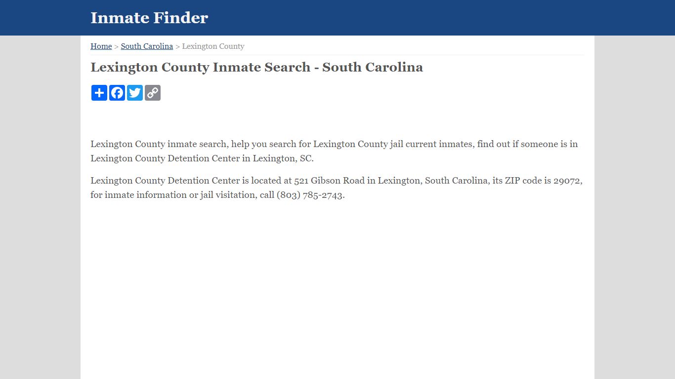 Lexington County Inmate Search - South Carolina
